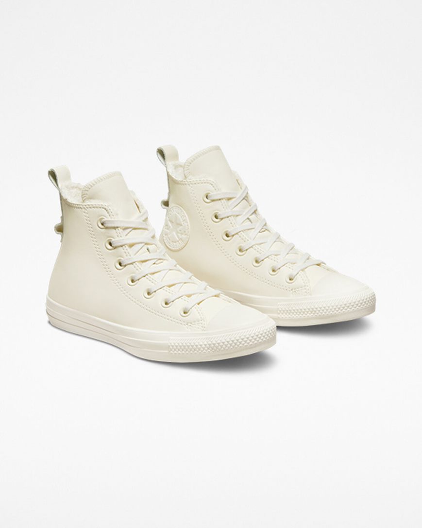 Women's Converse Chuck Taylor All Star Lined Leather High Top Shoes Beige | AU 189E5I